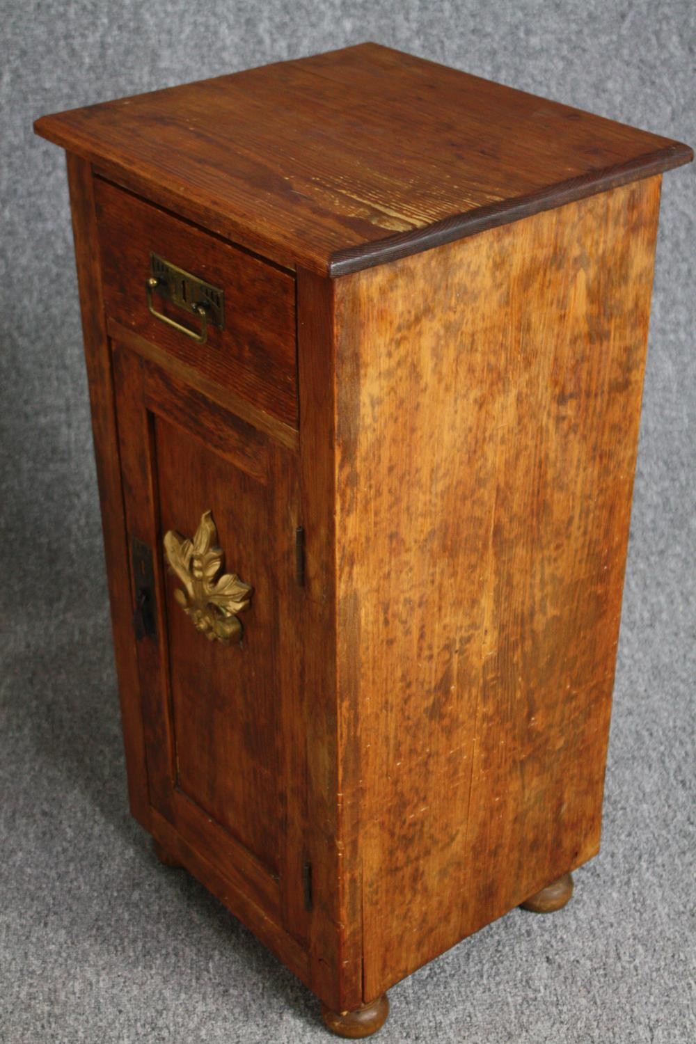 Bedside cabinets, 19th century North European pine. H.78 W.39 D.35cm. - Image 3 of 4