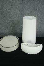 Two ceiling light and a down light. H.43cm. (largest)