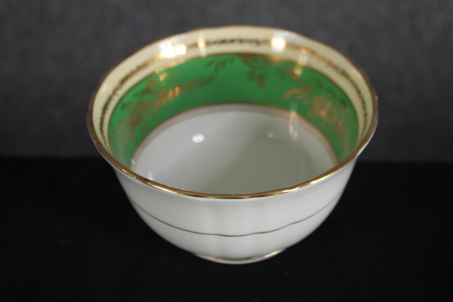 A German porcelain tea set for eleven people. 1930s Konig teacup & saucer, plates and creamer. In - Image 7 of 11