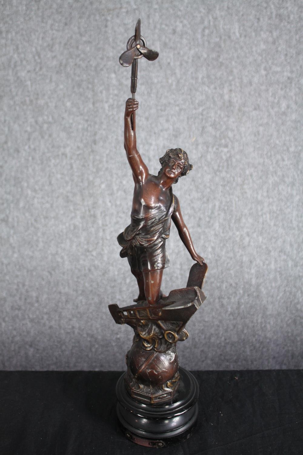 After Henryk Kossowski (Polish). Two patinated brass figures. Titled 'Automne' (autumn). Set on - Image 7 of 11