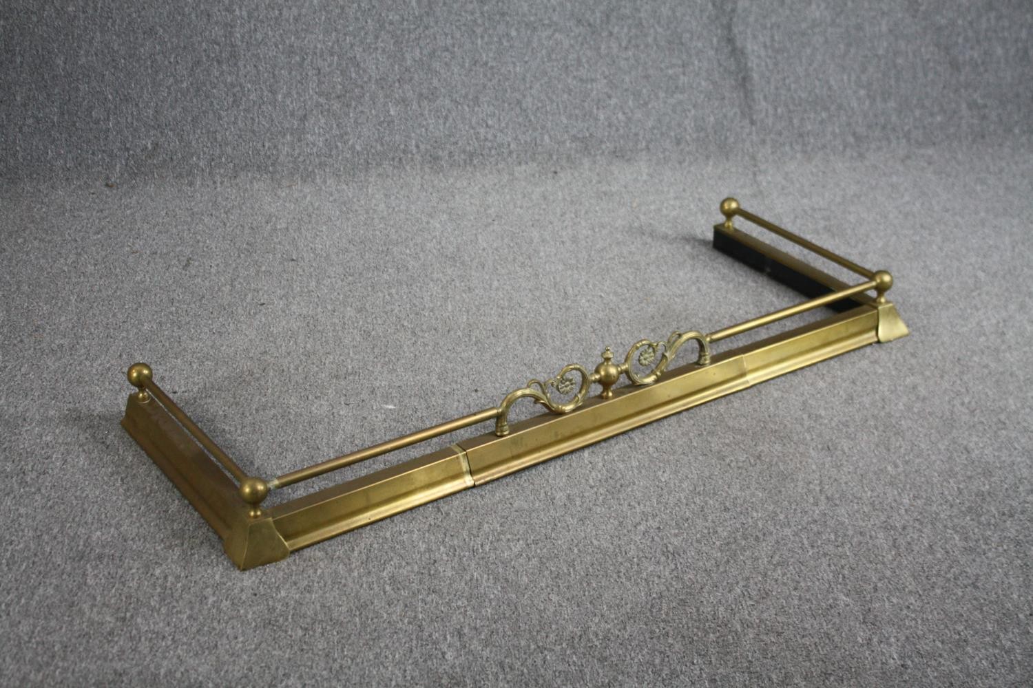 Fire kerb, late 19th century brass. L.130 W.52cm. - Image 2 of 4