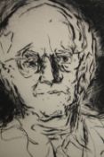 Milein Cosman (German. 1921-2017). A portrait of V. S. Pritchett (Sir Victor Pritchett). Etching.