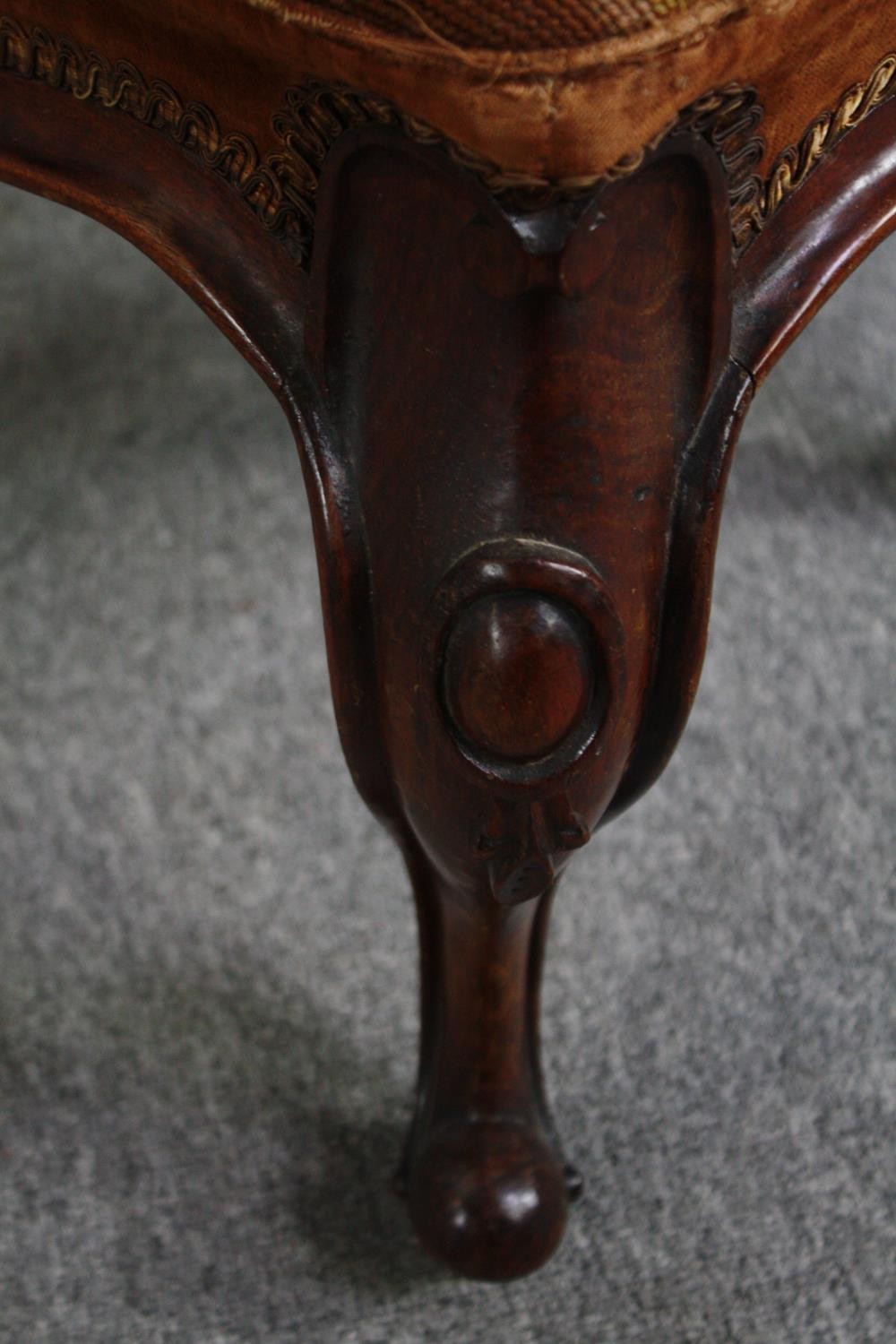 A mid Victorian stool with original tapestry seat on carved mahogany cabriole supports. H.46 W.44 - Image 5 of 5