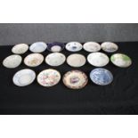 An assortment of 19th century hand painted saucers and side plates, including a dish with Chinese