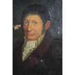 An early nineteenth century portrait of a gentleman. Oil on canvas. Damaged with some surface