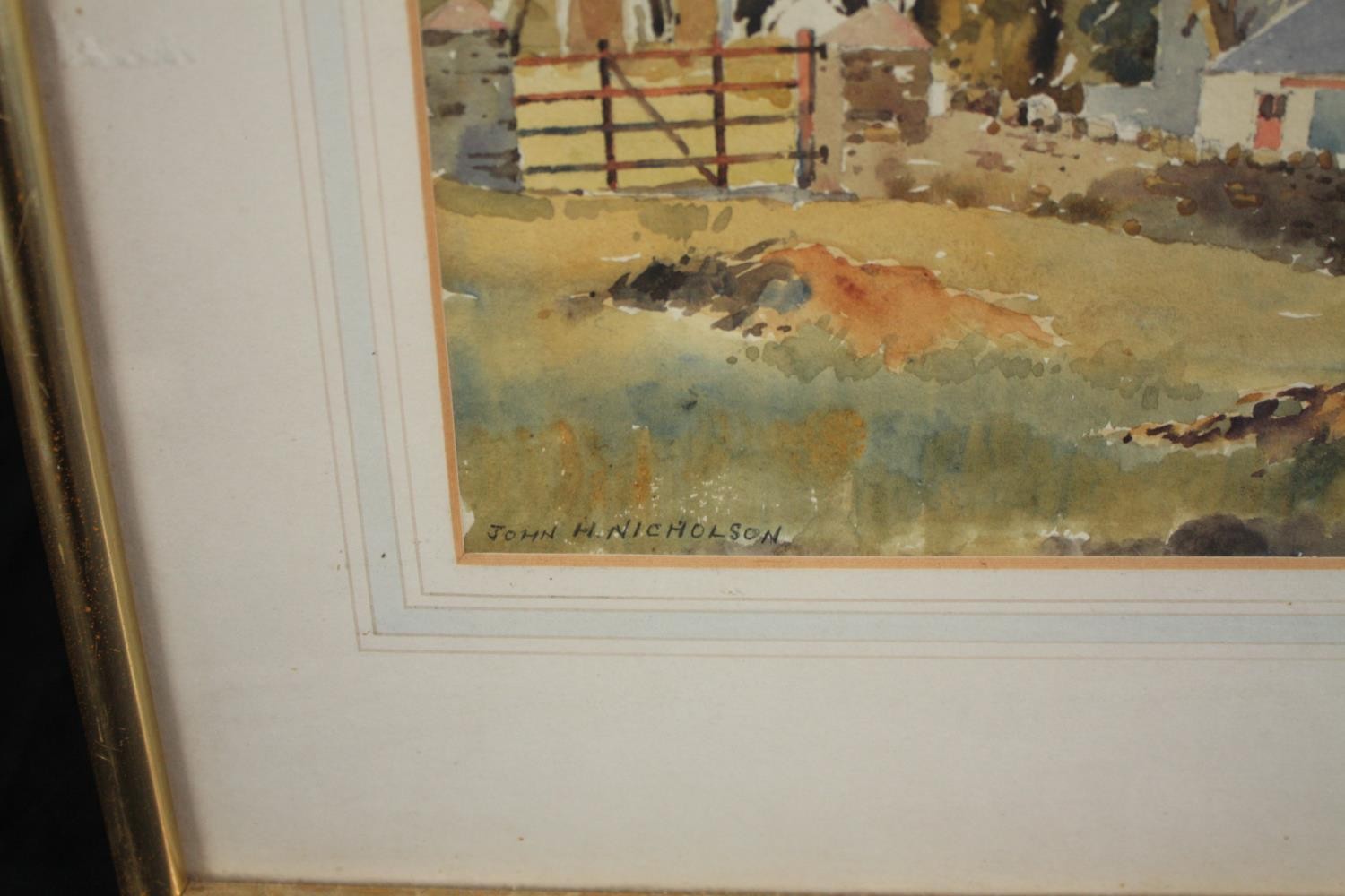 John Hobson Nicholson (British. 1911-1988). Watercolour. A rural scene. Signed lower left. Framed - Image 3 of 3