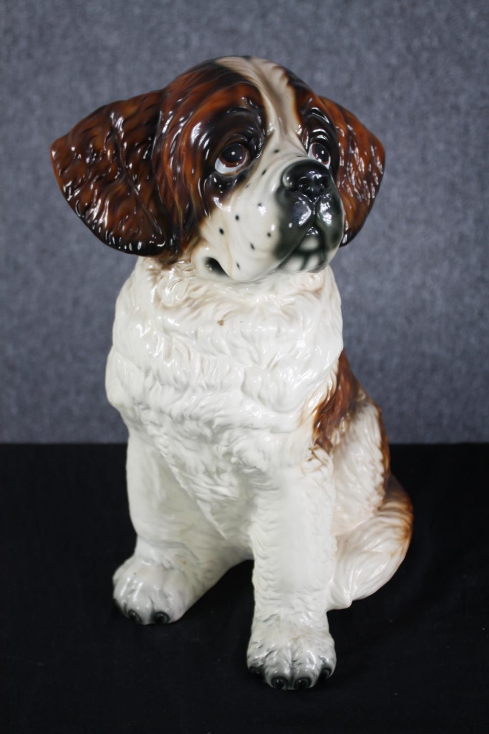 A hand painted ceramic puppy together with a leopard cub. H.36cm. (largest) - Image 2 of 6