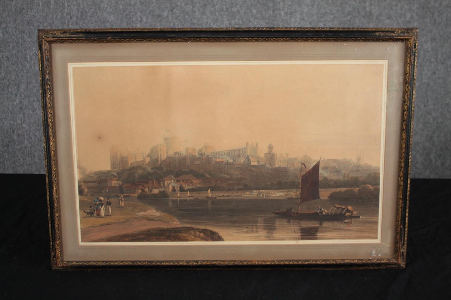 William Daniell (1769–1837). Print. Windsor Castle from the North-West. Framed and glazed. H.40 W. - Image 2 of 3