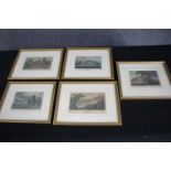 Four hand coloured engravings. H.25 W.30cm. (largest)