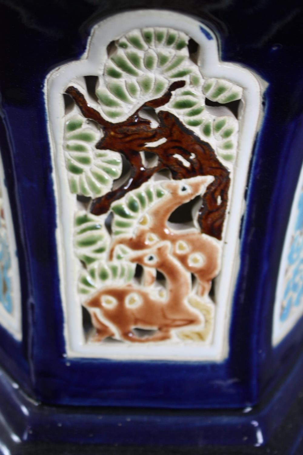 Two modern oriental style ceramic garden stools. Hand painted and decorated with carp. H.41cm. H. - Image 4 of 7