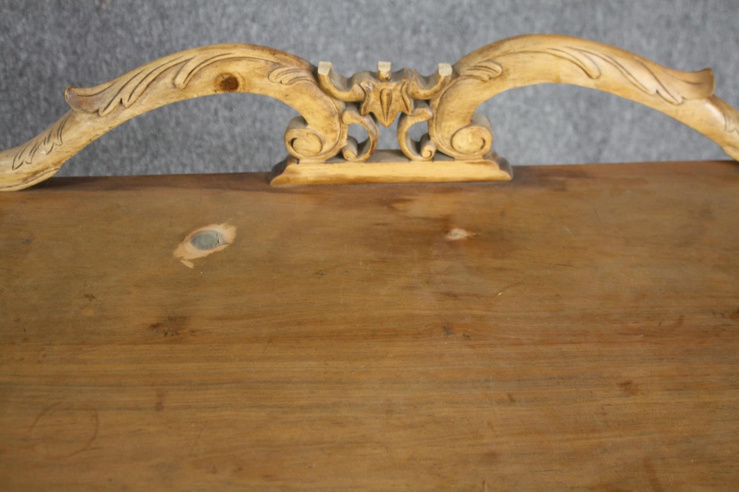 A carved and painted console table on slender cabriole supports. H.88 W.90 D.42cm. - Image 4 of 4