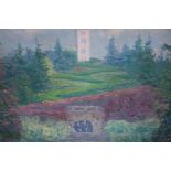 Oil painting on board. An Impressionist style painting. Dated 1925 on the back and indistinctly