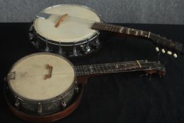 One ukulele banjo and one mandolin banjo.