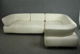BoConcept white leather two piece corner sofa. Some minor scratches to leather commensurate with age