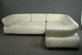 BoConcept white leather two piece corner sofa. Some minor scratches to leather commensurate with age