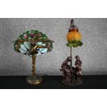 Two metal figurine lamps. H.45cm. (largest)