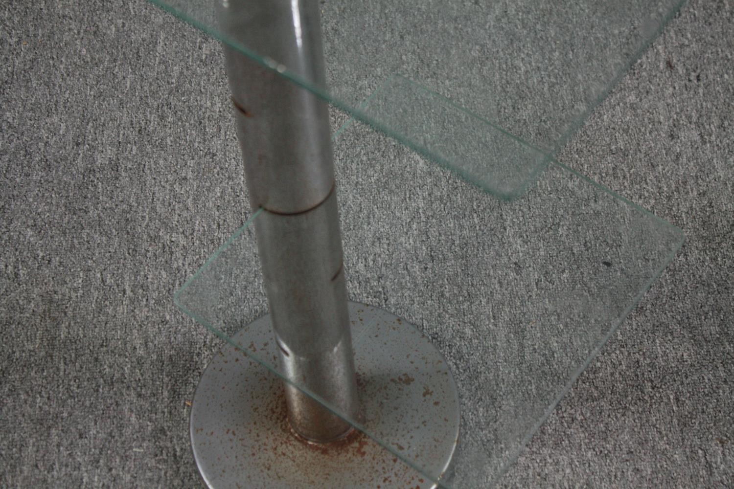 A pair of Art deco display stands with semi circle glass shelves. With six tiers of adjustable - Image 6 of 7