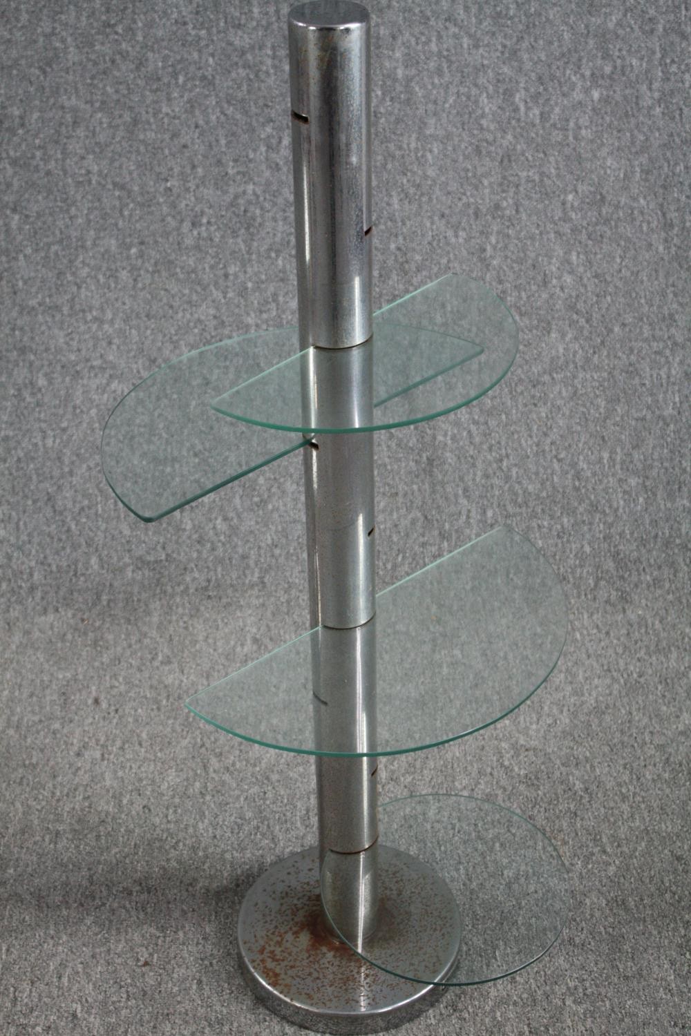 A pair of Art deco display stands with semi circle glass shelves. With six tiers of adjustable - Image 2 of 7