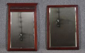 Pier mirror, C.1900 mahogany with bevelled plate along with a mahogany framed mirror. H.85 W.58cm.