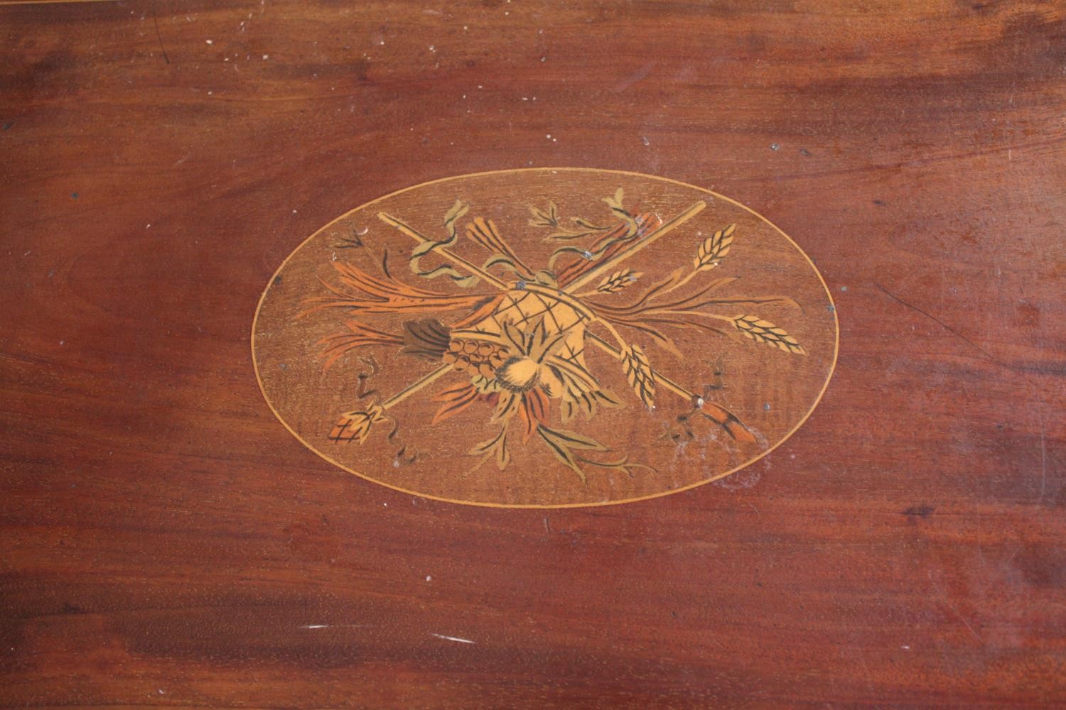 Occasional table, Edwardian mahogany with satinwood marquetry central cartouche. H.78 W.61 D.40cm. - Image 4 of 4