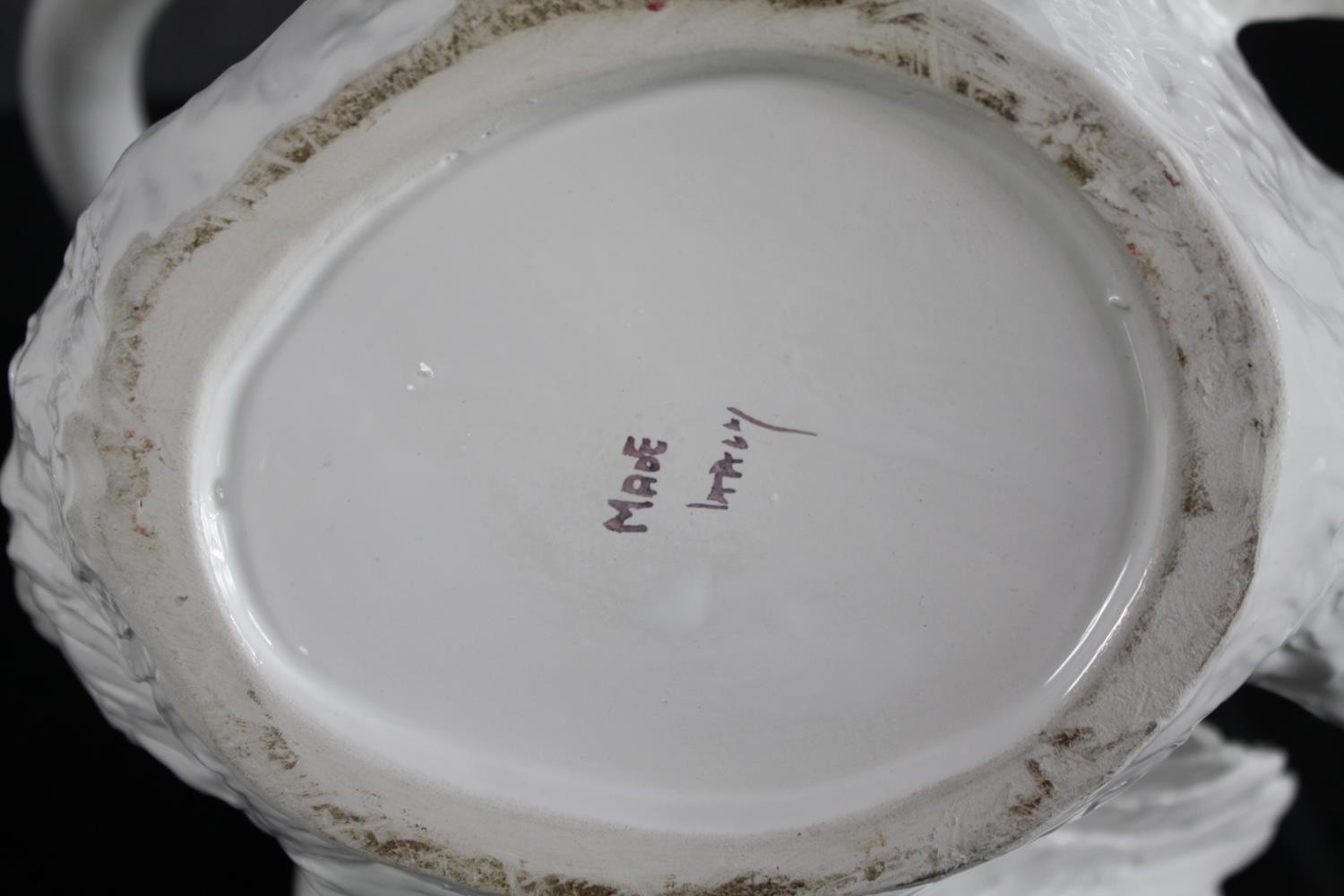 Two white ceramic planters. Stamped made in Italy and signed indistinctly by the maker. H.30cm. ( - Image 6 of 7