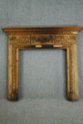 Fire surround, 19th century pine Adam style. H.134 W.151cm.