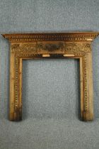 Fire surround, 19th century pine Adam style. H.134 W.151cm.