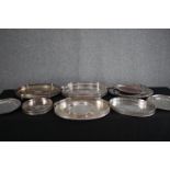A collection of silver plate trays. L.47 W.34cm. (largest)