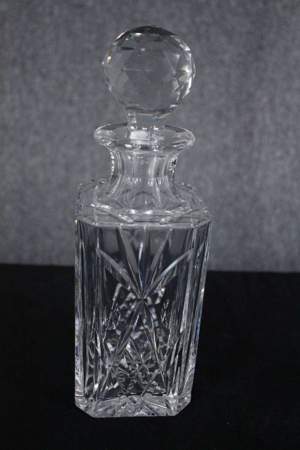 A crystal decanter with two sets of tumblers. H.28cm. (largest) - Image 4 of 4