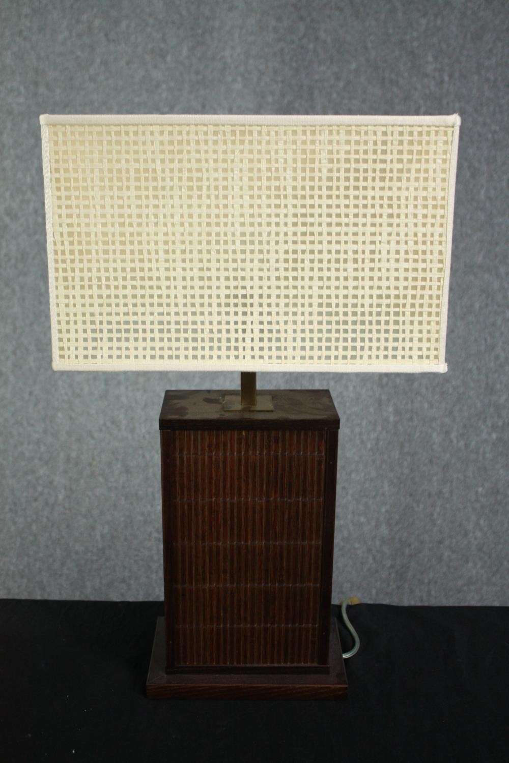 A pair of square table lamps with matching shades. H.62cm. (each) - Image 3 of 5