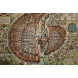 A copy of 1578 map of Paris. Lithograph. Framed and glazed. H.39 W.49cm.