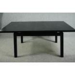 Dining table, contemporary lacquered and ebonised ash. H.79 W.195 D.133cm.