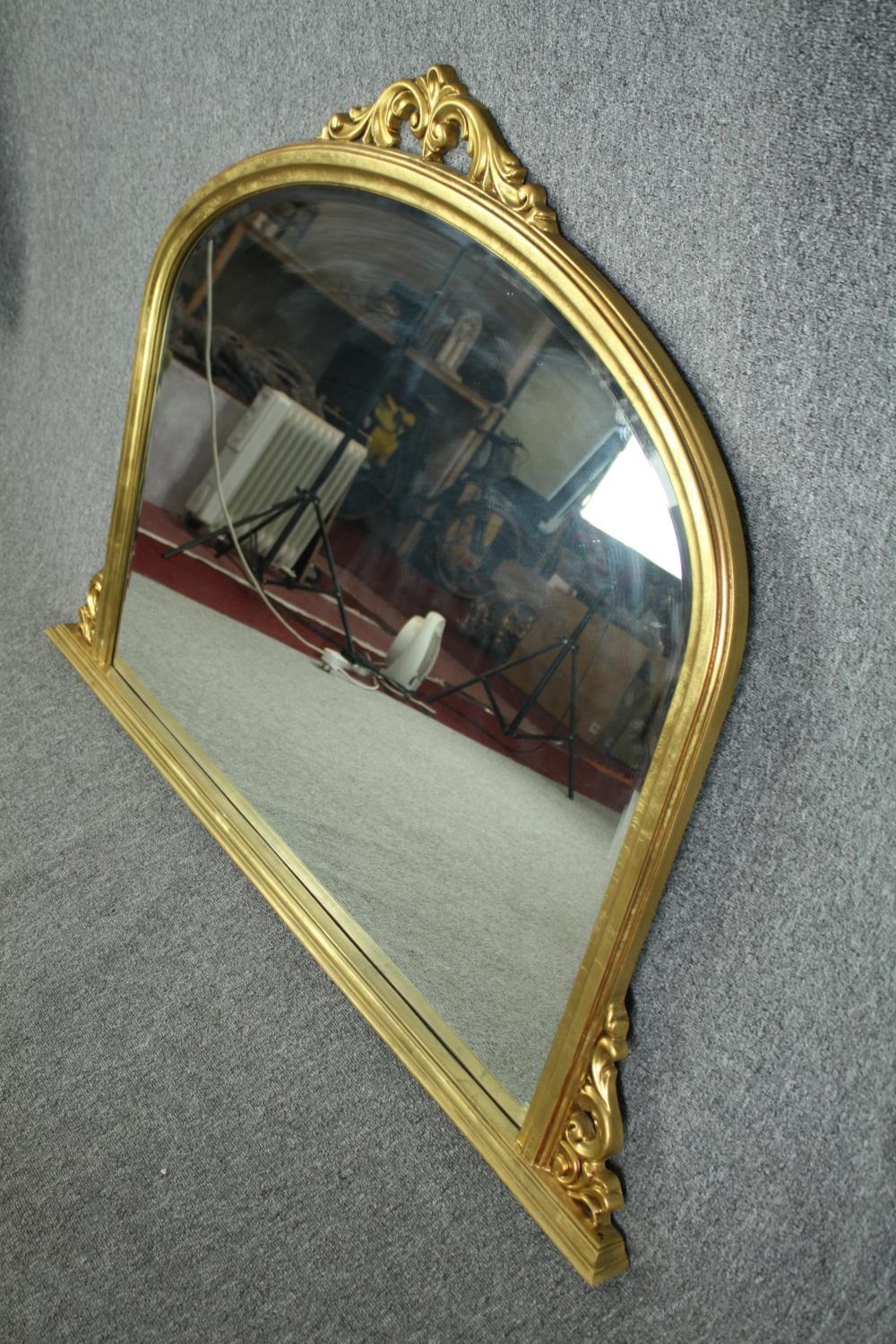 Overmantel mirror, 19th century style carved giltwood. H.104 W.144cm. - Image 3 of 4