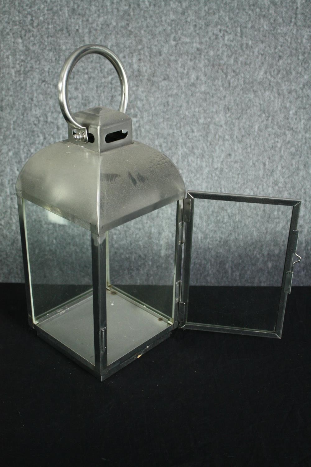 Three steel storm lanterns for candles. H.45cm. (each) - Image 4 of 4