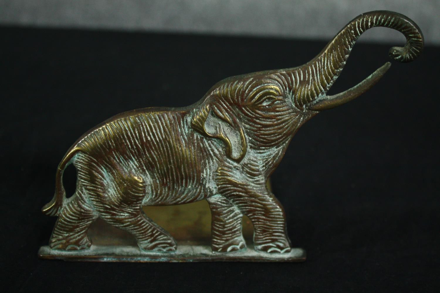 An elephant collection, including ebony carved elephants, a wooden tray decorated with bone - Image 10 of 10