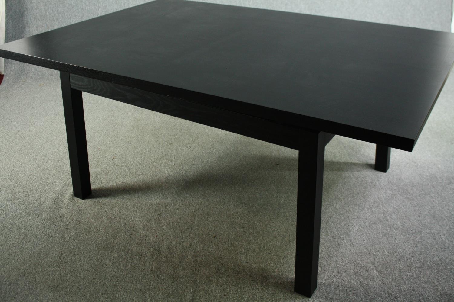 Dining table, contemporary lacquered and ebonised ash. H.79 W.195 D.133cm. - Image 4 of 5