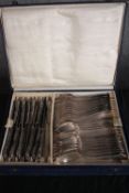 Solingen Rostfrei. A two tiered canteen of silver plated cutlery for twelve people. Each piece