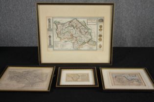 A collection of hand coloured eighteenth century maps of Denbigh and Flintshire, Radnorshire, and