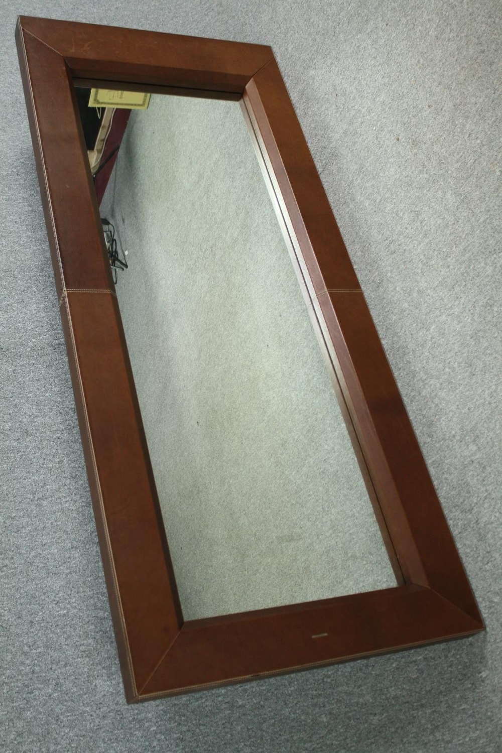 A contemporary full height leather framed dressing mirror. H.210 W.90cm. - Image 2 of 5