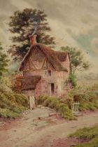 S.E. Hall, Watercolour painting. A rural cottage scene. Signed lower right. Framed and glazed. H.