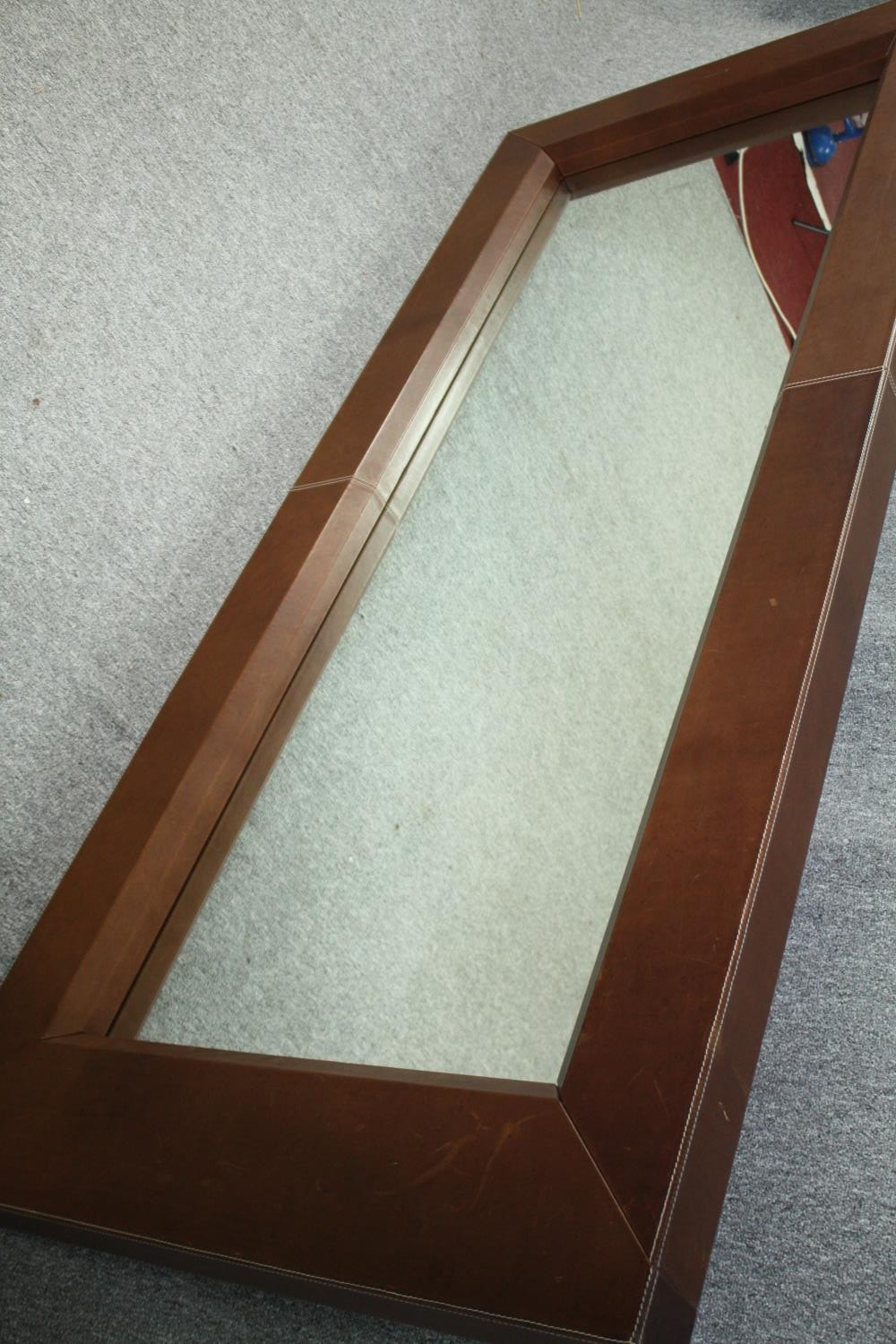 A contemporary full height leather framed dressing mirror. H.210 W.90cm. - Image 3 of 5