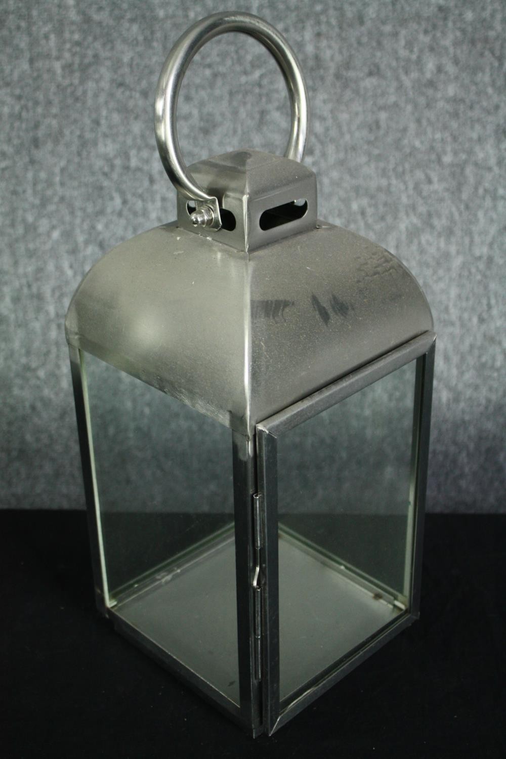 Three steel storm lanterns for candles. H.45cm. (each) - Image 3 of 4