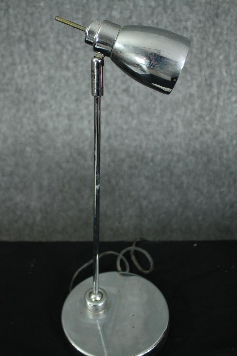 Two desk lamps. Chrome with the other in a red finish. H.41cm. (largest) - Image 3 of 5