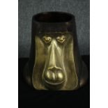 A gold finished baboon head planter. Poly-resin. H.27cm.