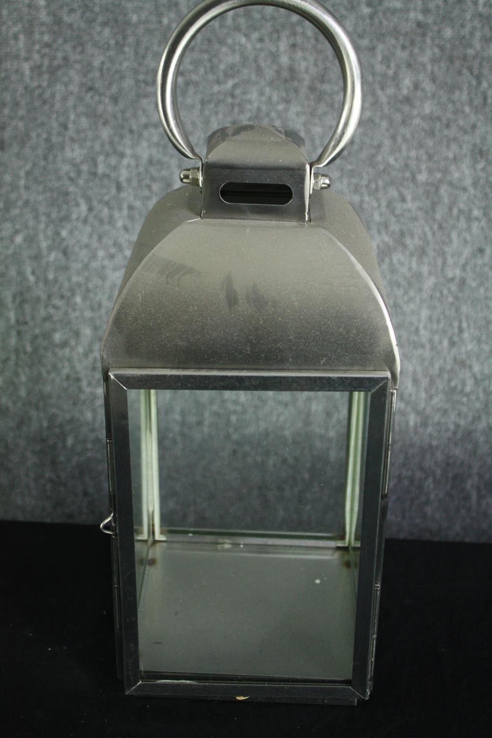 Three steel storm lanterns for candles. H.45cm. (each) - Image 2 of 4