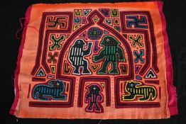Aboriginal art. Fabric embroidery. Unsigned. L.37 W.45cm.