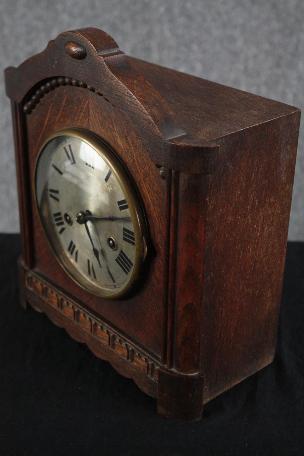 A German HAC mantle clock. In working order but missing its key. H.28 W.25 D.12cm. - Image 4 of 7