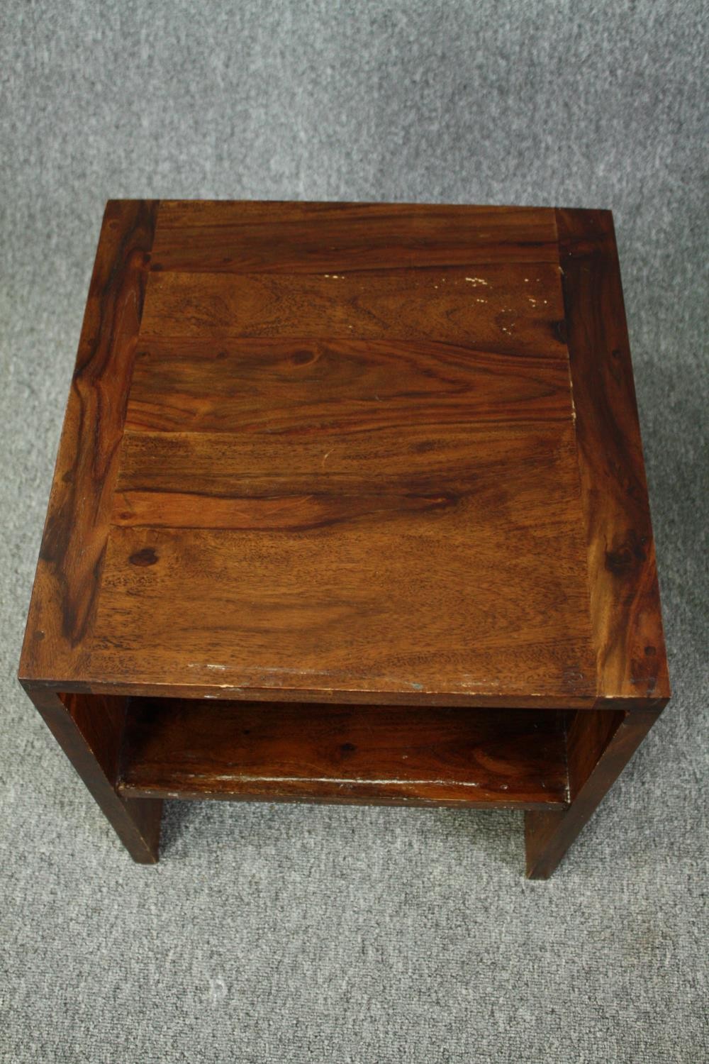 A nest of two occasional tables in Eastern hardwood. H.55 W.50 D.45cm. (largest) - Image 5 of 6