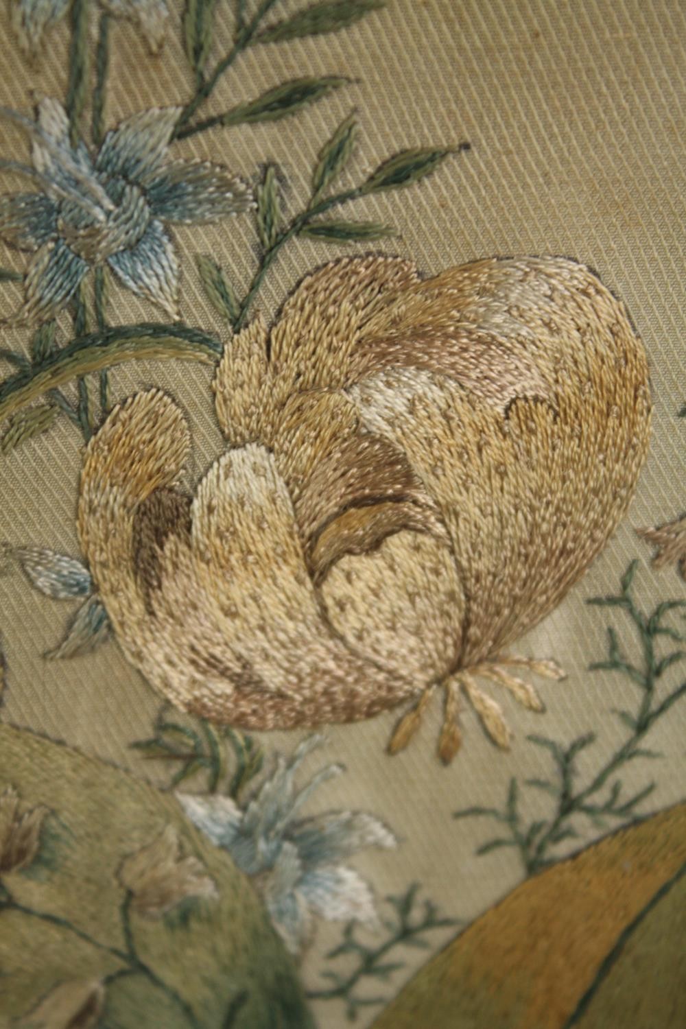 A framed embroidery. Flowers. Early twentieth century. Framed and glazed. H.42 W.35cm. - Image 3 of 4