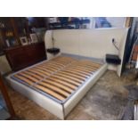 A King size bedstead, contemporary Roche Bobois Cherche Midi in hand stitched nubuck leather to take